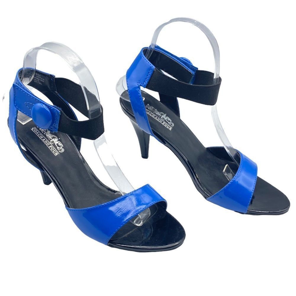 Coach Blue Ankle Velcro Strap Patent Shoes Size 8